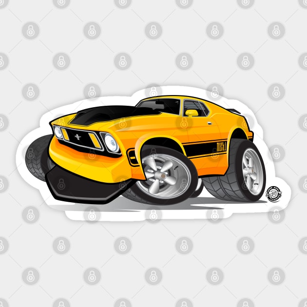 1973 Ford Mustang Mach 1 Yellow Sticker by Goin Ape Studios